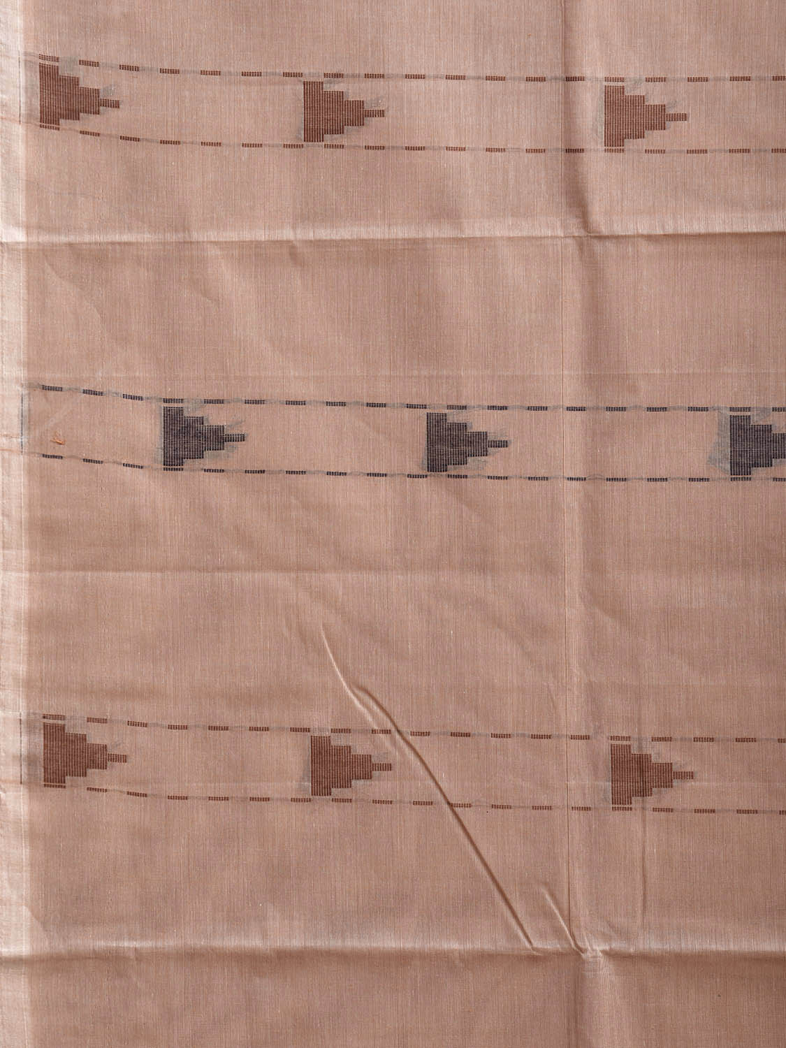 Light Fawn Venkatagiri Cotton Saree with Arrowhead Buta and Pallu Design v0261