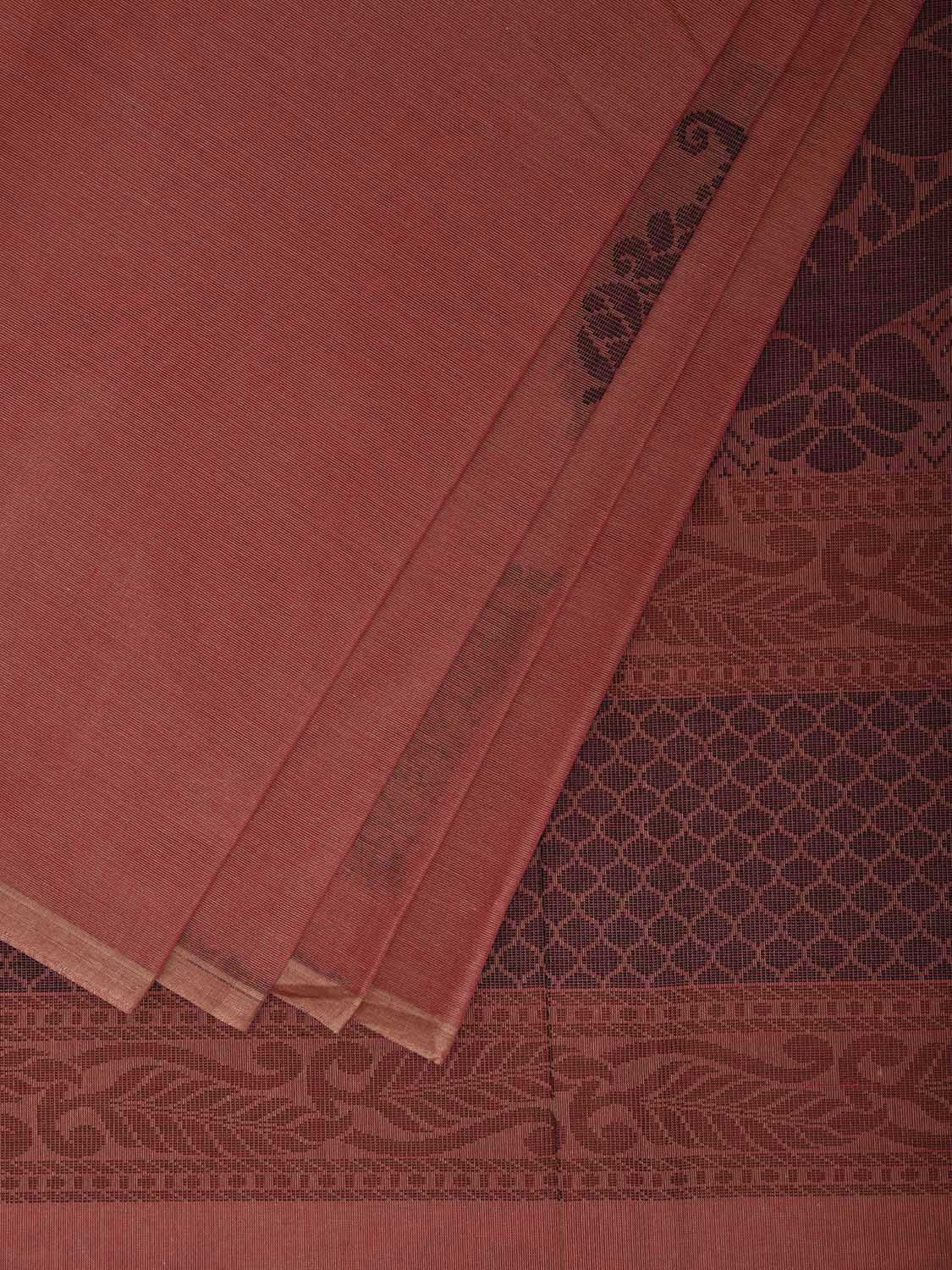 Light Burgundy Venkatagiri Cotton Saree with Mango Buta and Pallu Design v0262