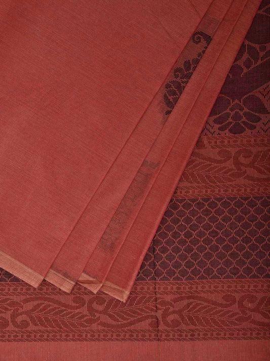 Light Burgundy Venkatagiri Cotton Saree with Mango Buta and Pallu Design v0262