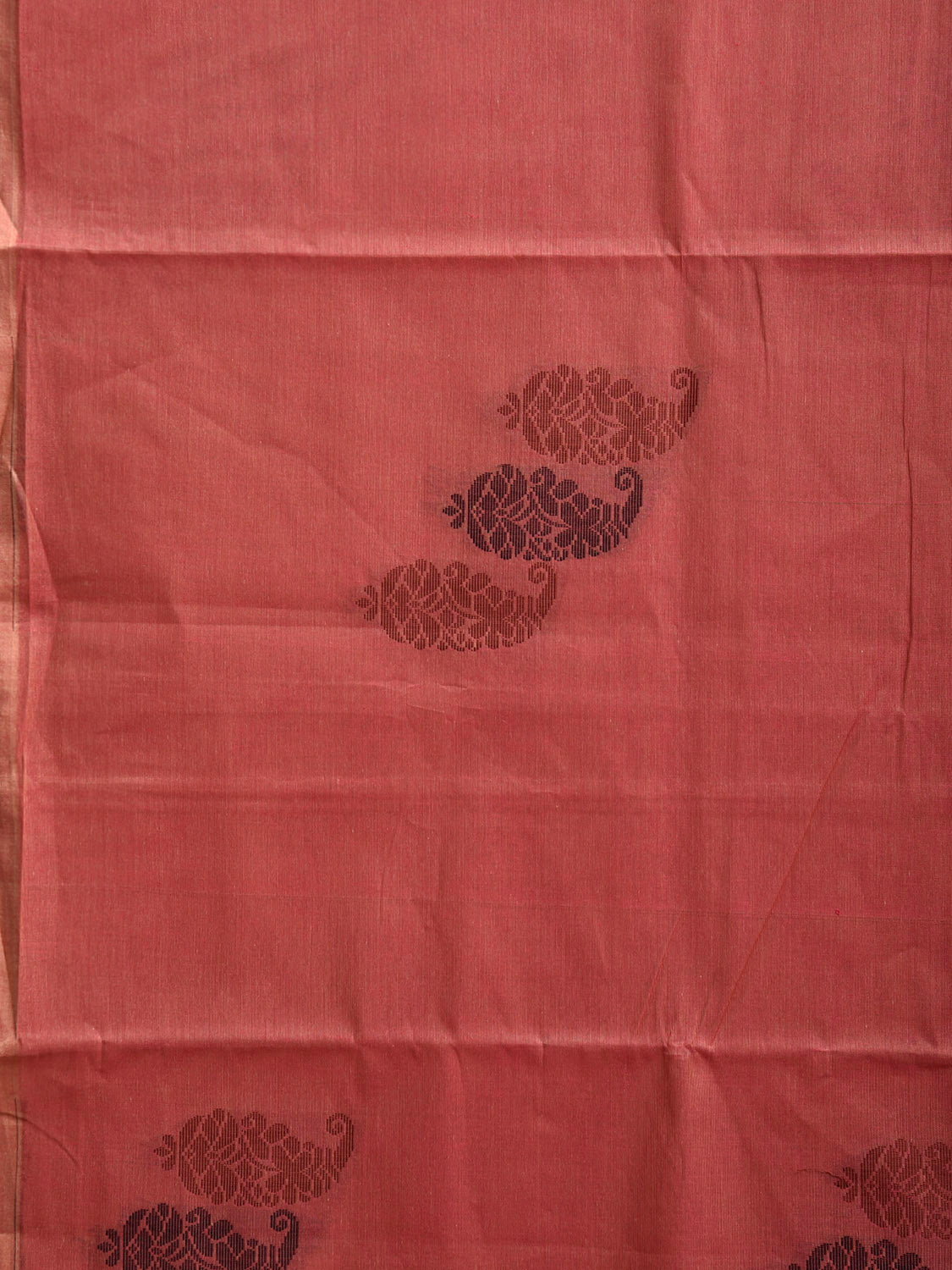 Light Burgundy Venkatagiri Cotton Saree with Mango Buta and Pallu Design v0262