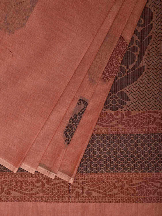 Light Peach Venkatagiri Cotton Saree with Mango Buta and Pallu Design v0266