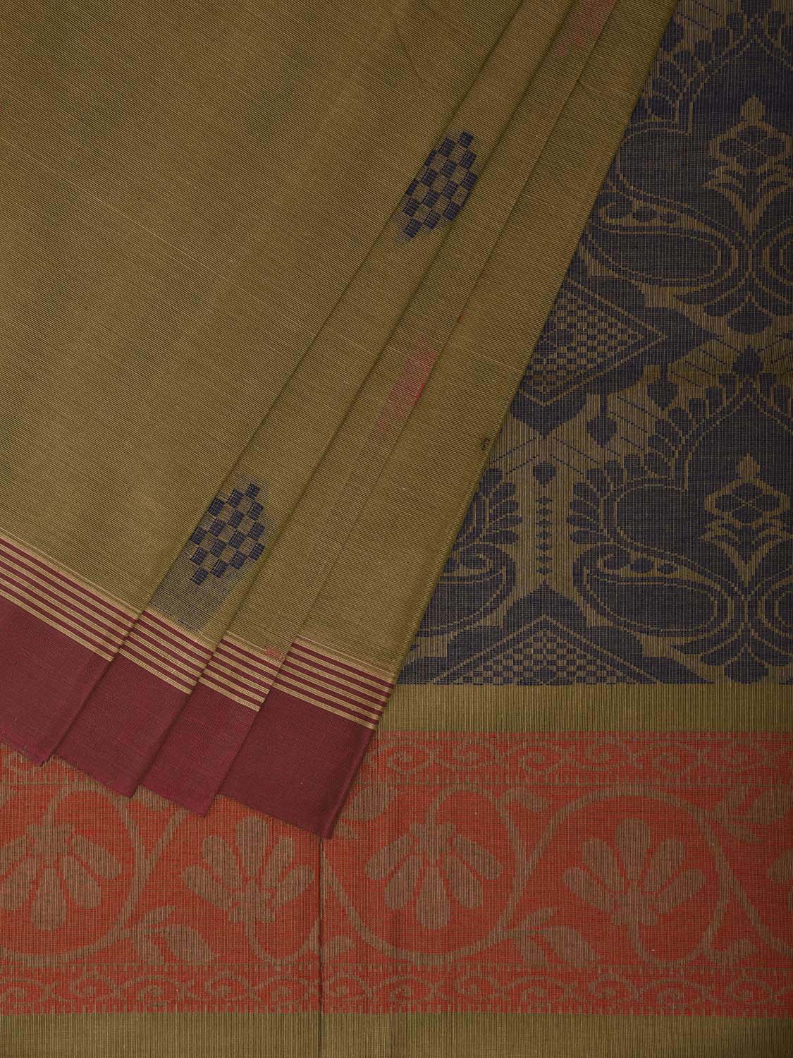 Green Venkatagiri Cotton Saree with Buta and Pallu Design v0267