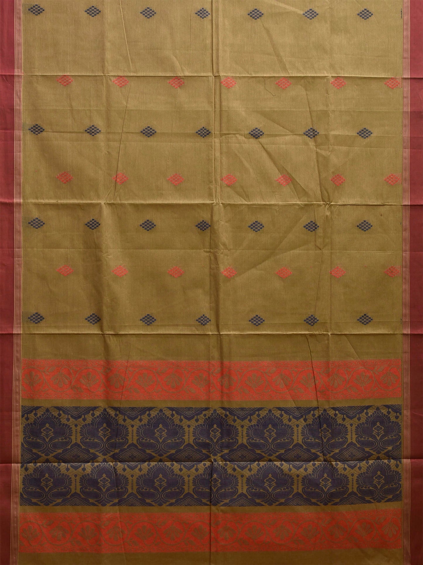 Green Venkatagiri Cotton Saree with Buta and Pallu Design v0267