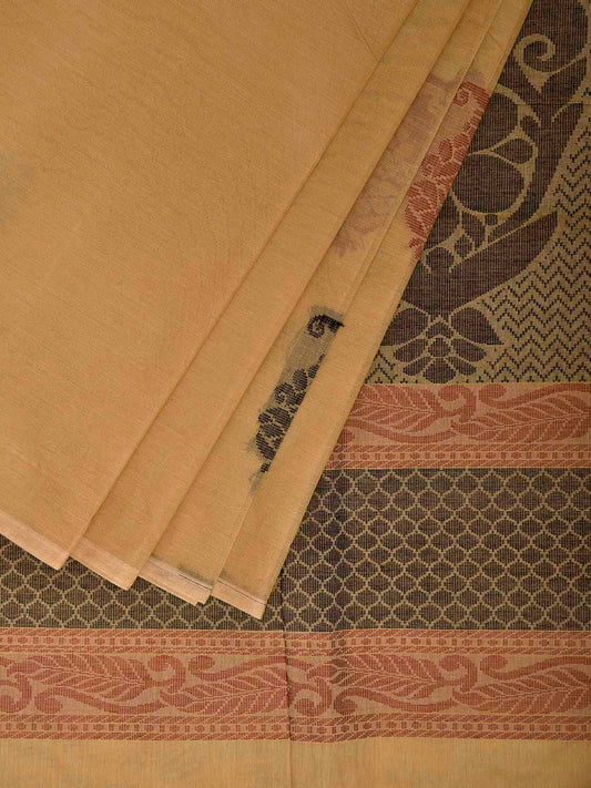 Cream Venkatagiri Cotton Saree with Mango Buta and Pallu Design v0268