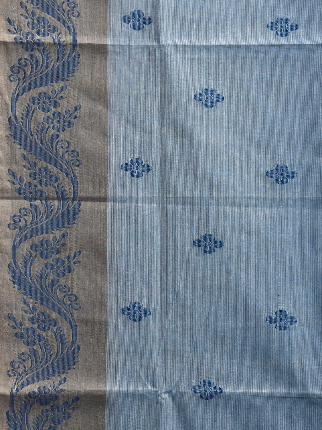 Blue and Light Mustard Venkatagiri Cotton Saree with Border and Pallu Design v0269