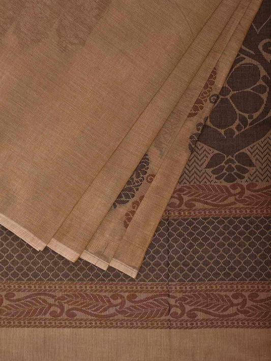 Cream Venkatagiri Cotton Saree with Mango Buta and Pallu Design v0271