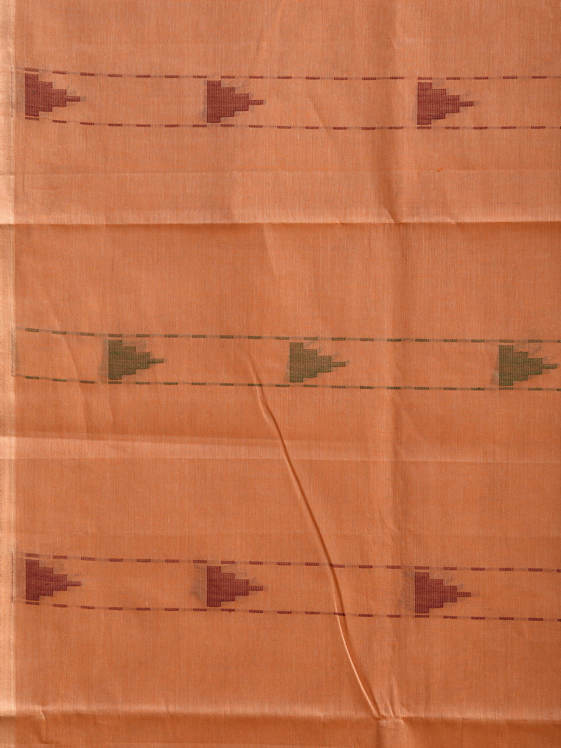 Light Orange Venkatagiri Cotton Saree with Arrowhead Buta and Pallu Design v0279