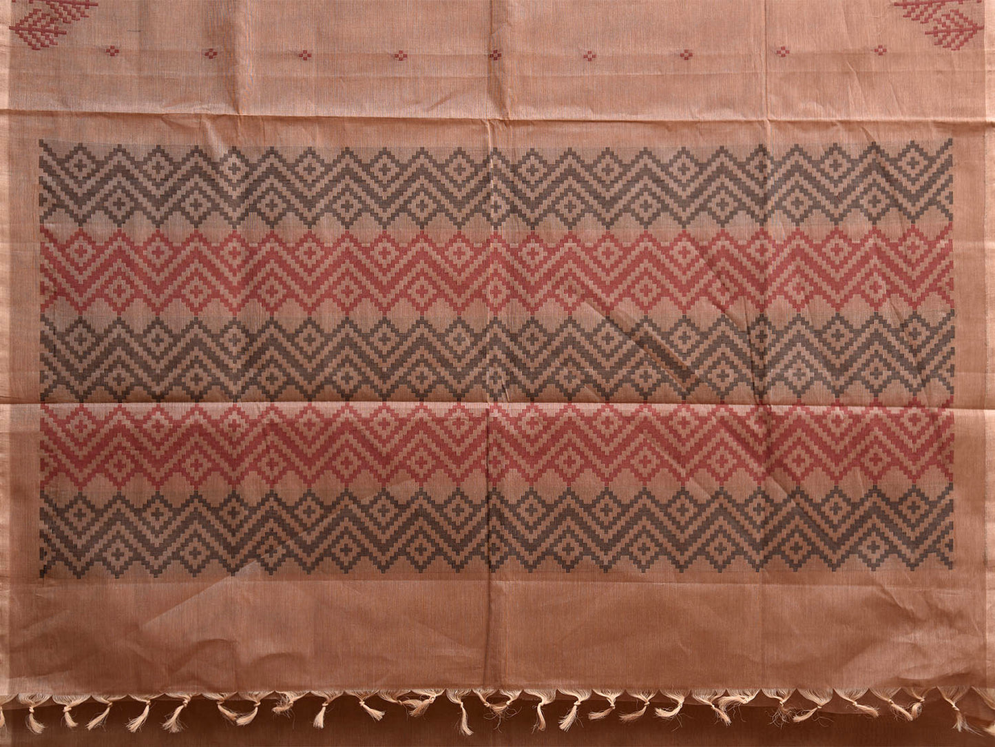 Fawn Venkatagiri Cotton Saree with Border and Pallu Design v0282