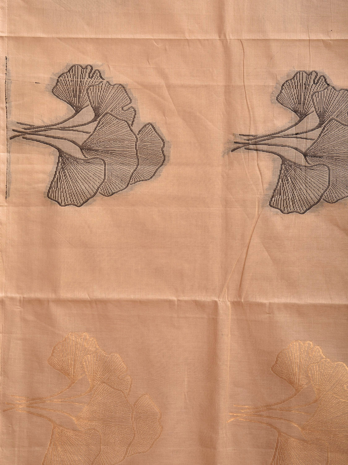 Cream Venkatagiri Cotton Saree with Leaves Buta Design v0283