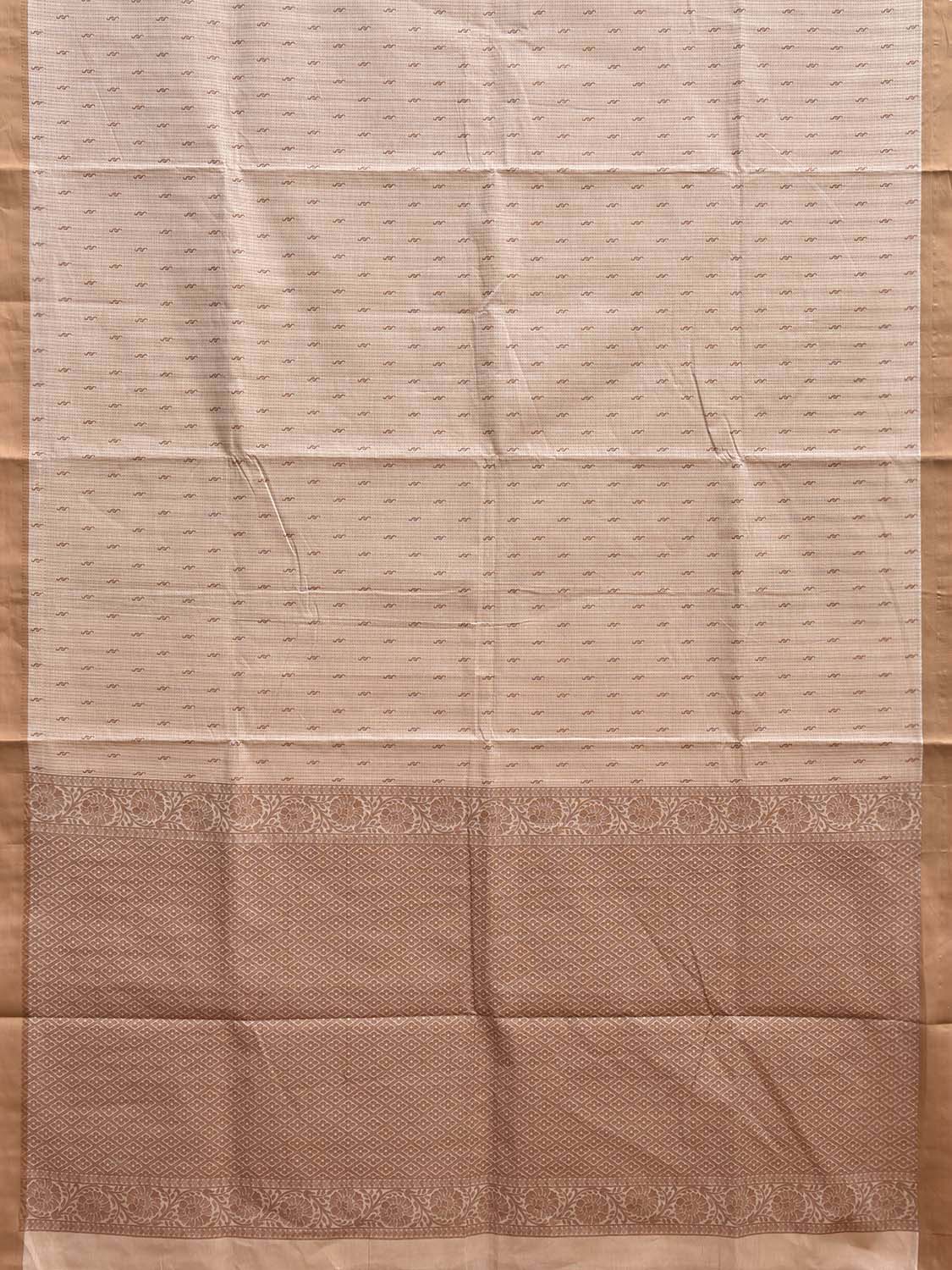 Cream Venkatagiri Cotton Saree with Strips and Pallu Design v0285