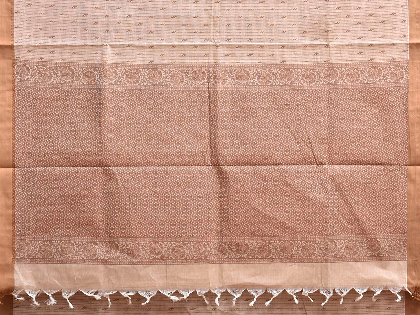 Cream Venkatagiri Cotton Saree with Strips and Pallu Design v0285