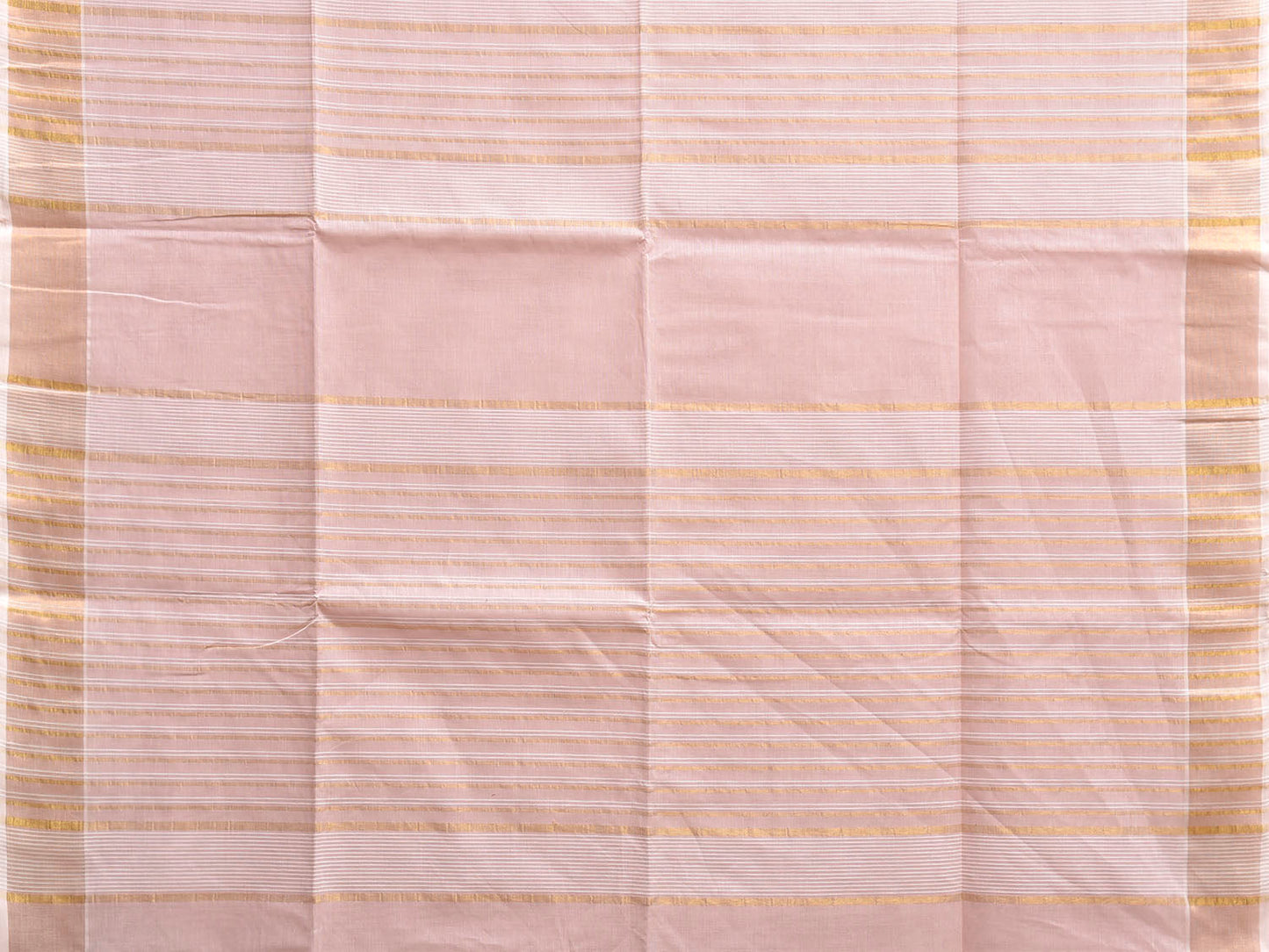 Light Peach Venkatagiri Cotton Saree with Strips Body and Pallu Design v0287