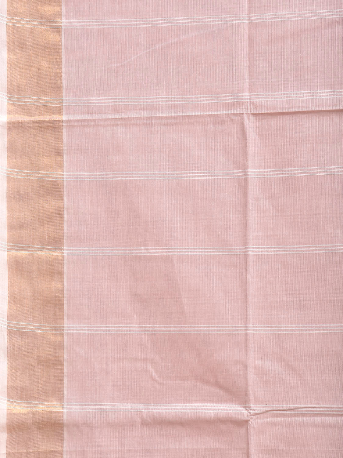 Light Peach Venkatagiri Cotton Saree with Strips Body and Pallu Design v0287