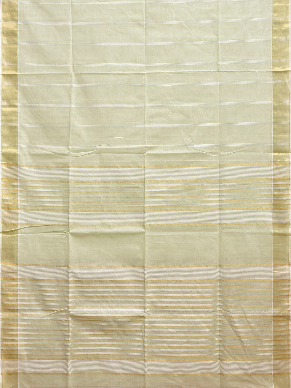 Light Green Venkatagiri Cotton Saree with Strips Body and Pallu Design v0289