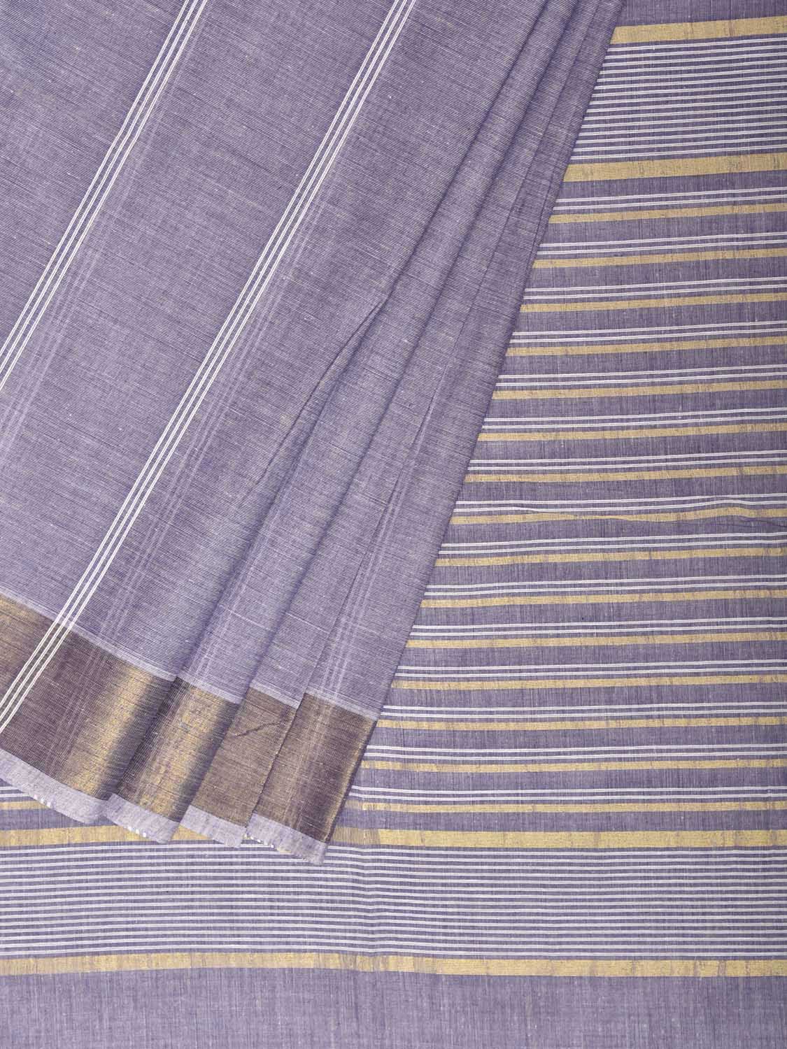 Blue Venkatagiri Cotton Saree with Strips Body and Pallu Design v0290