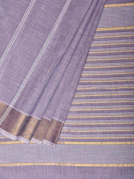 Blue Venkatagiri Cotton Saree with Strips Body and Pallu Design v0290
