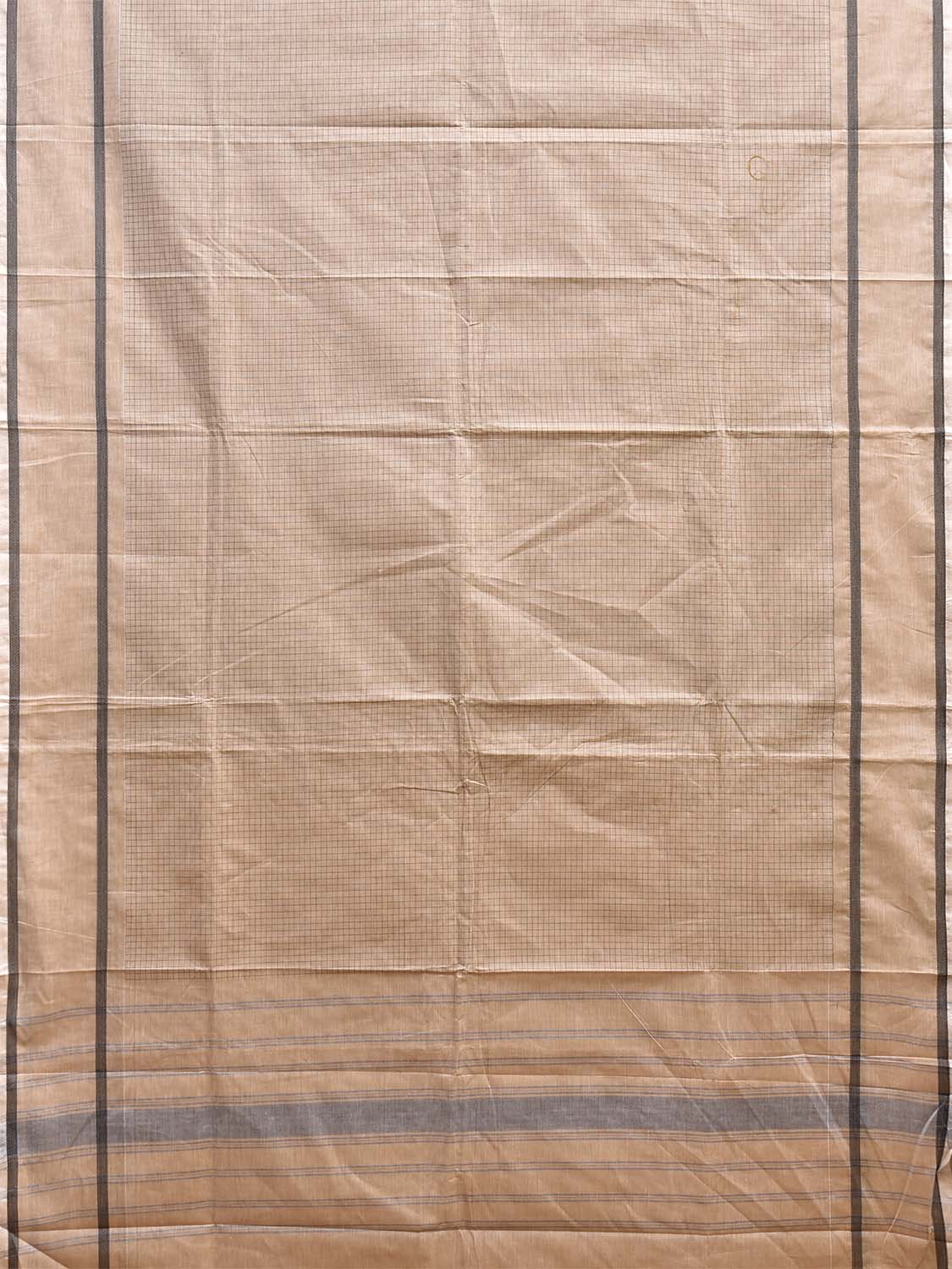 Cream Venkatagiri Cotton Saree with Checks and Strips Pallu Design v0296