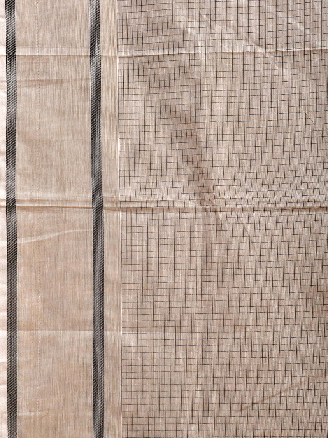 Cream Venkatagiri Cotton Saree with Checks and Strips Pallu Design v0296