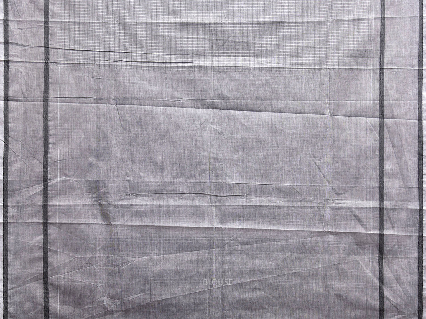 Grey Venkatagiri Cotton Saree with Checks and Strips Pallu Design v0298