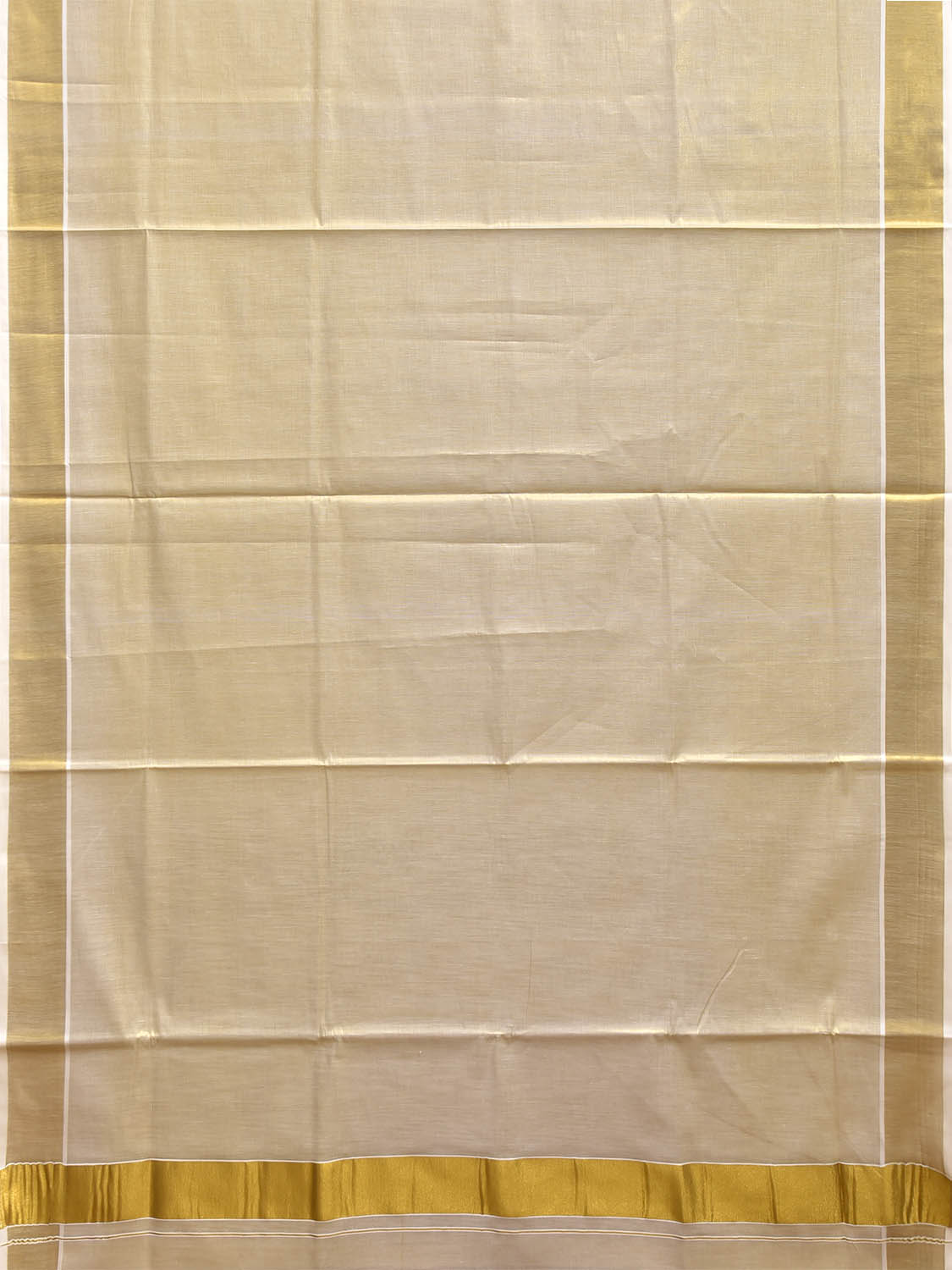 Light Yellow Venkatagiri Tissue Plain Saree with Zari Strip Pallu Design No Blouse v0304