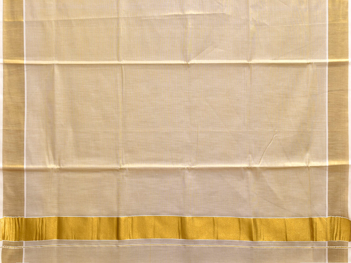 Light Yellow Venkatagiri Tissue Plain Saree with Zari Strip Pallu Design No Blouse v0304