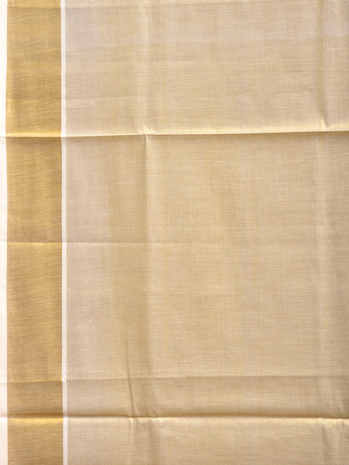 Light Yellow Venkatagiri Tissue Plain Saree with Zari Strip Pallu Design No Blouse v0304