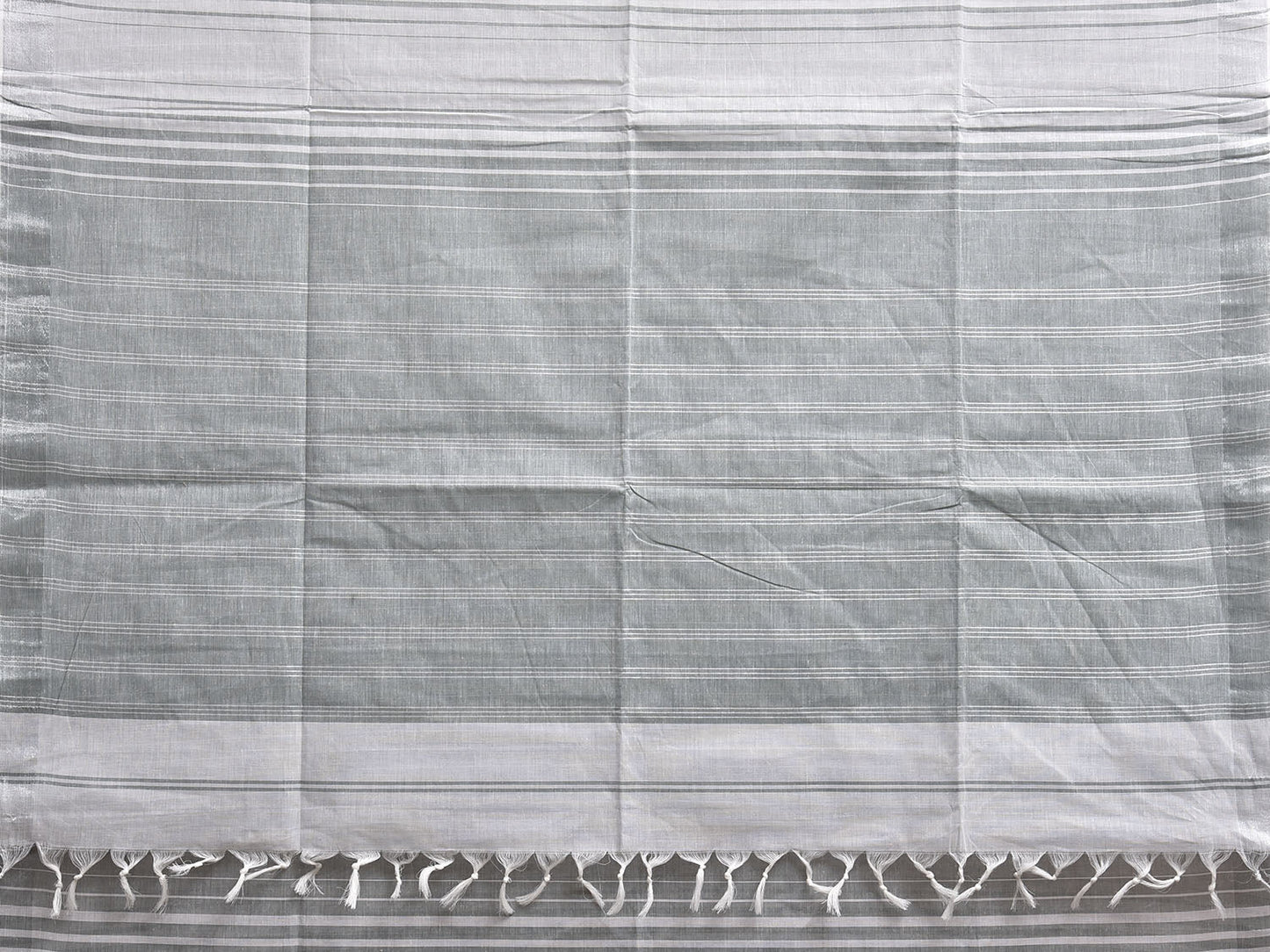 Grey and White Venkatagiri Cotton Saree with Strips Body Design v0310