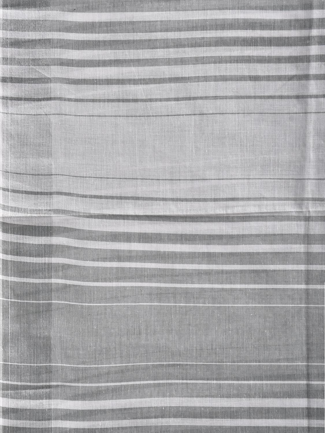 Grey and White Venkatagiri Cotton Saree with Strips Body Design v0310