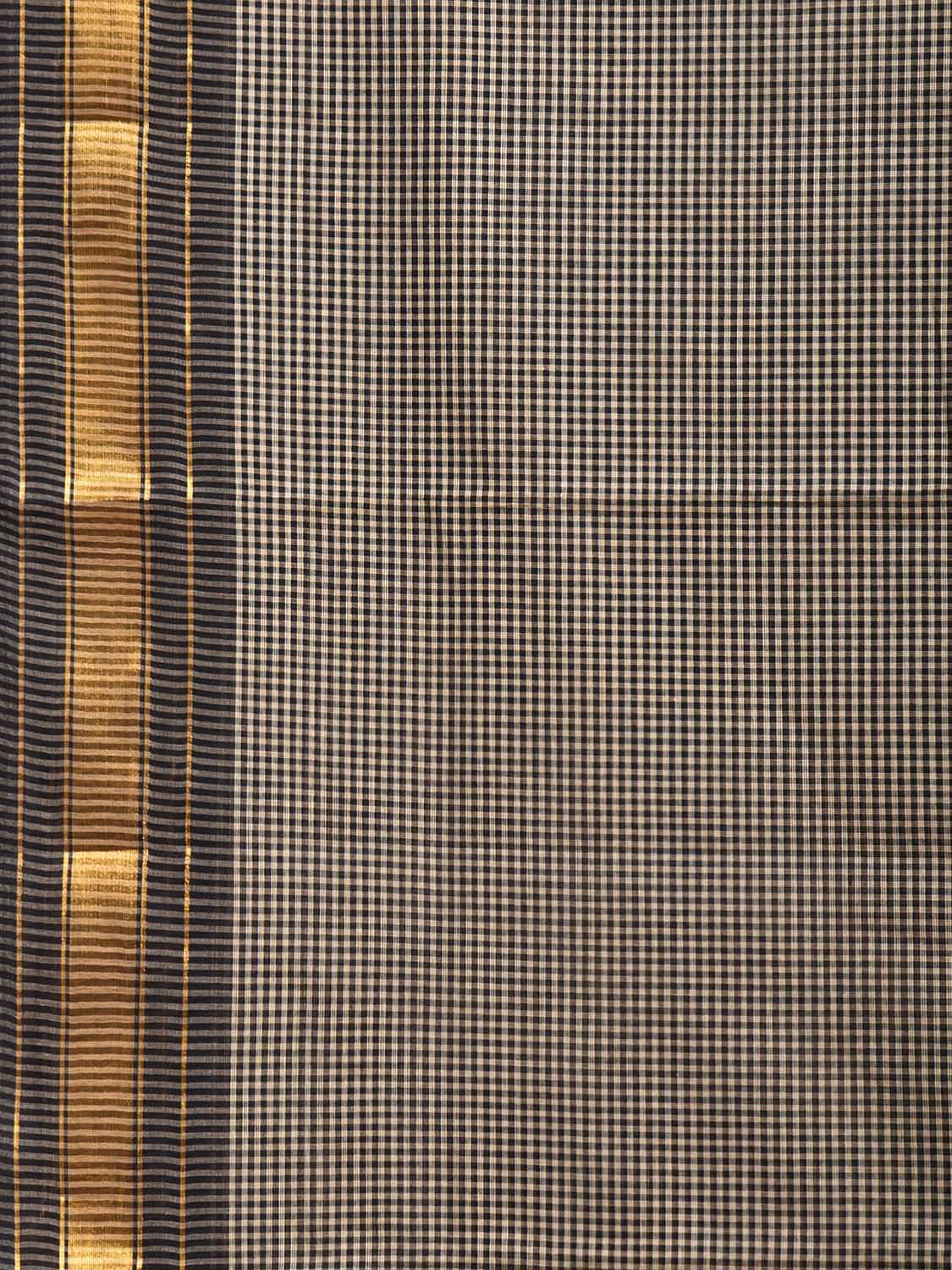 Cream and Black Venkatagiri Cotton Saree with Small Checks Design v0311