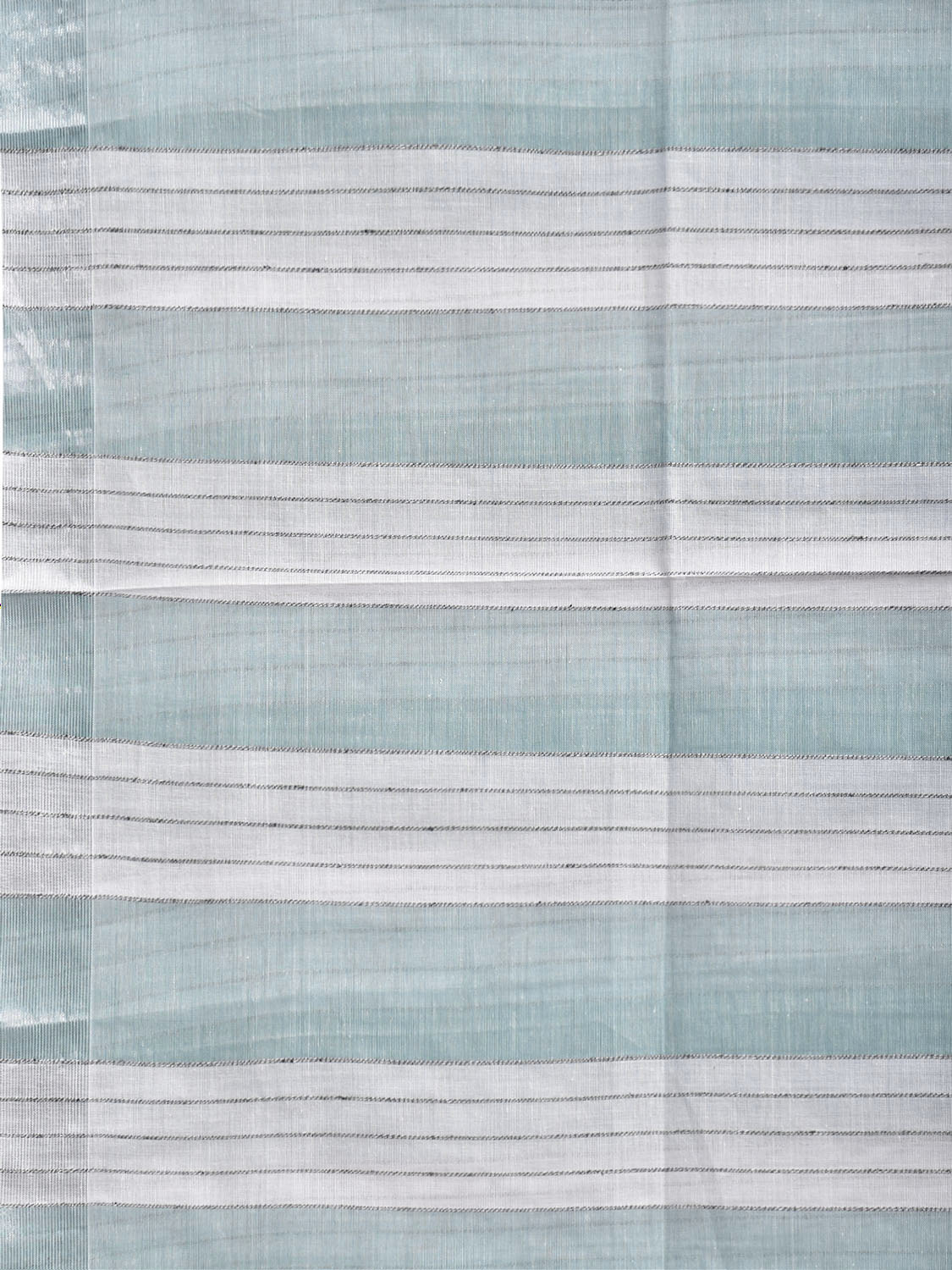 Turquoise and White Venkatagiri Cotton Saree with Strips Design v0313