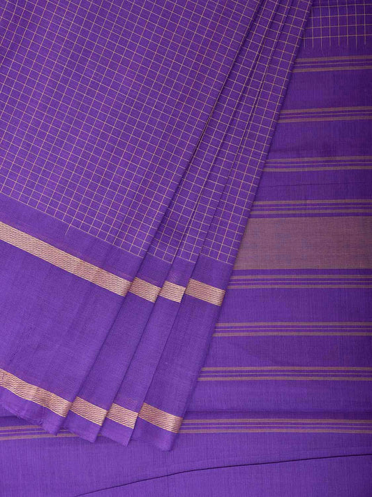 Lavender Venkatagiri Cotton Saree with Checks Design No Blouse v0316