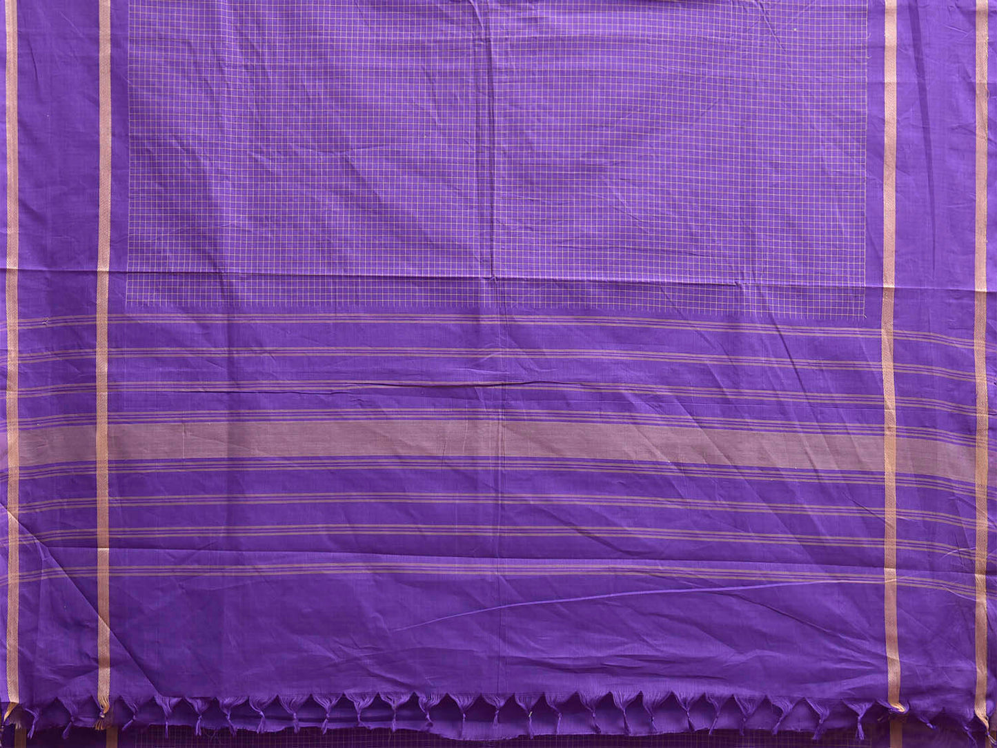 Lavender Venkatagiri Cotton Saree with Checks Design No Blouse v0316