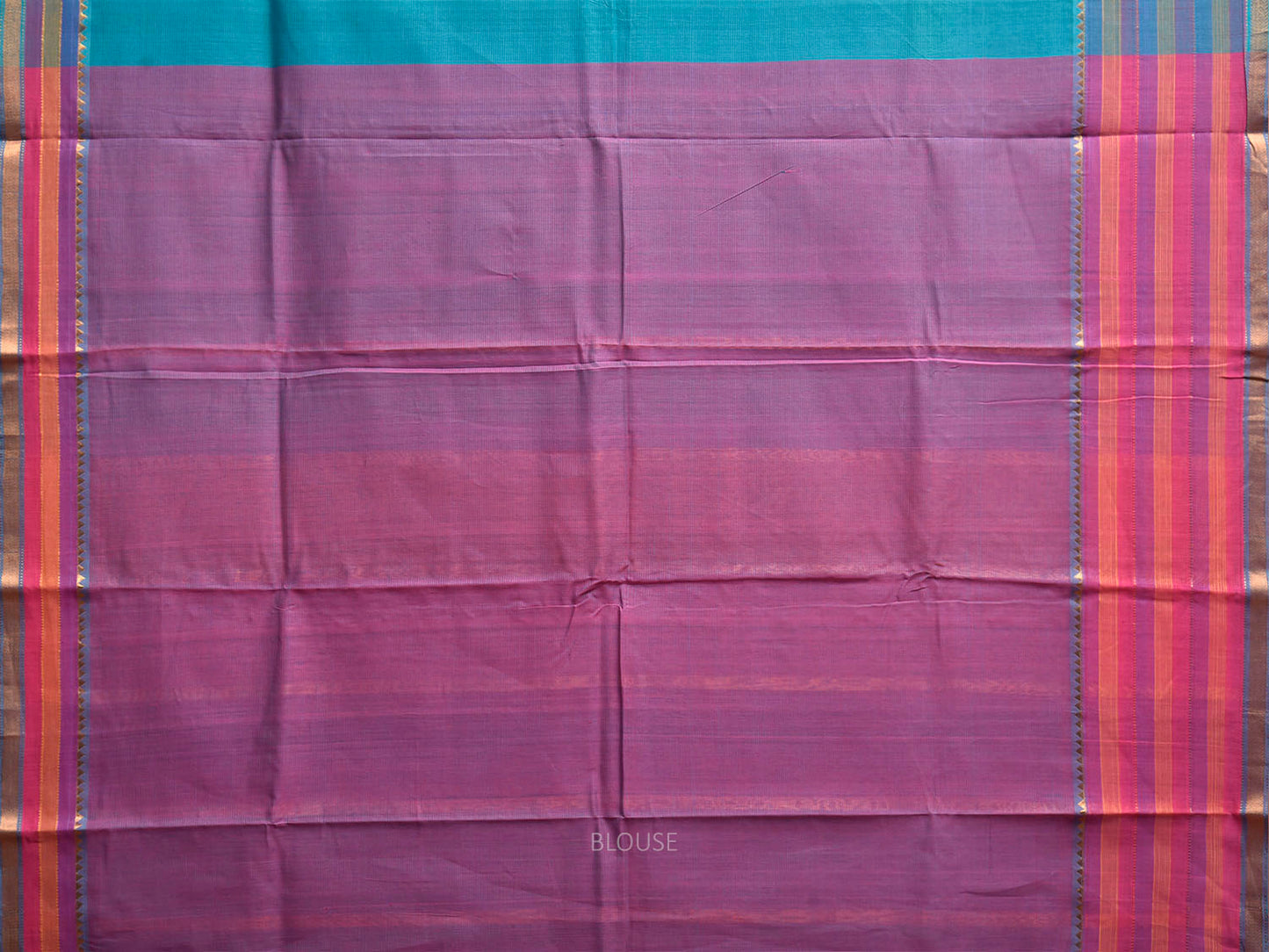 Blue Venkatagiri Cotton Handloom Plain Saree with Strips Pallu Design v0319