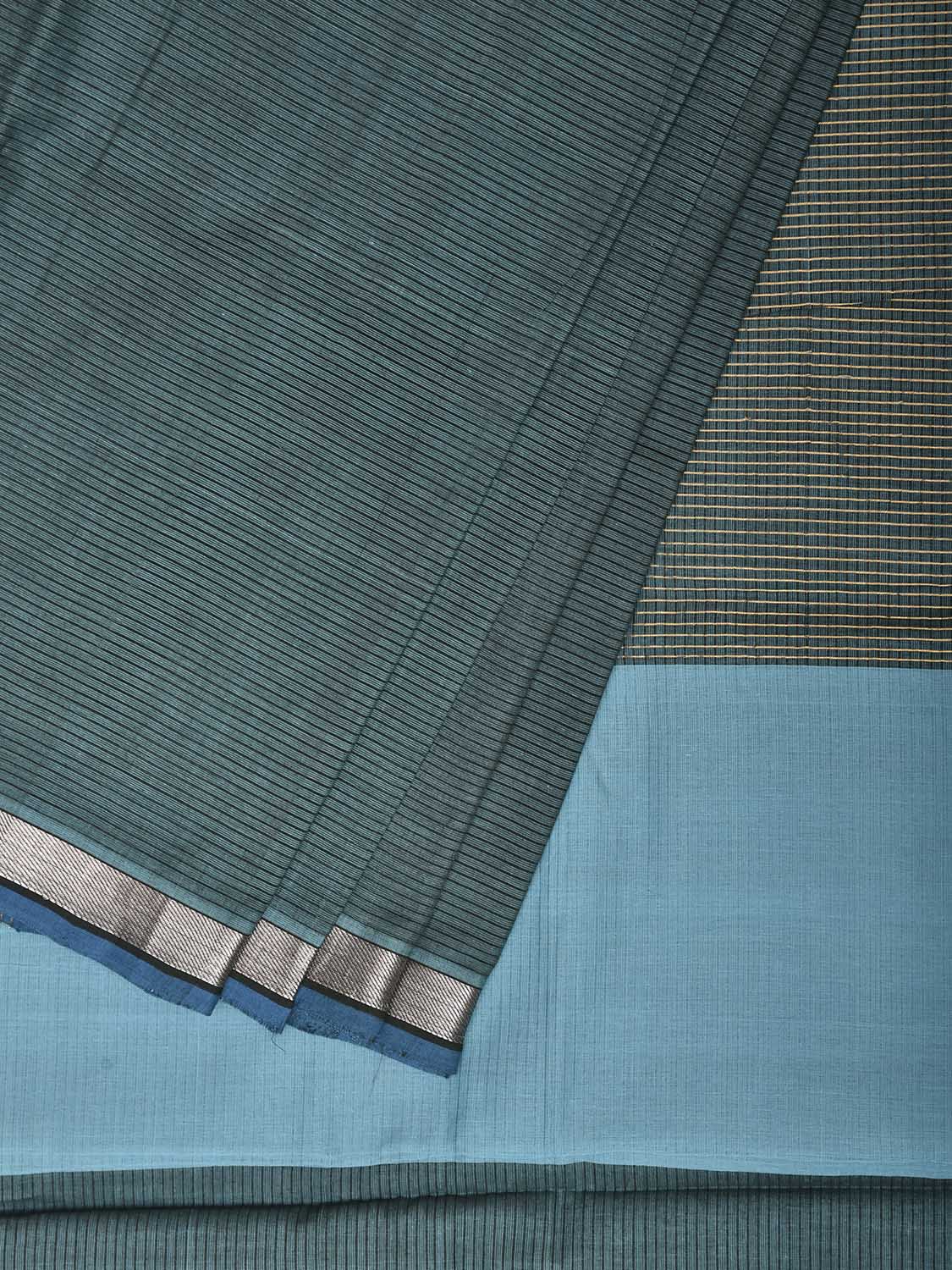 Teal Venkatagiri Cotton Handloom Saree with Strips Design b0320
