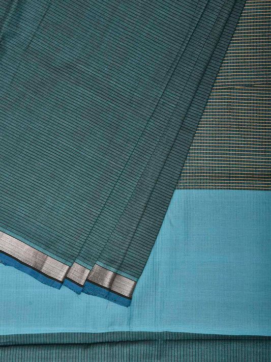 Teal Venkatagiri Cotton Handloom Saree with Strips Design b0320