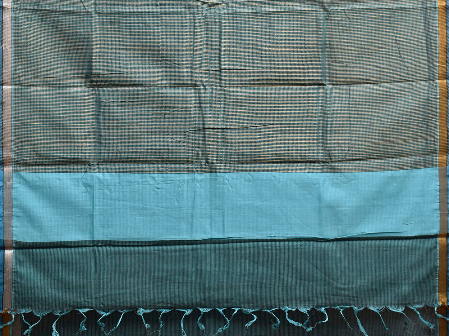 Teal Venkatagiri Cotton Handloom Saree with Strips Design b0320