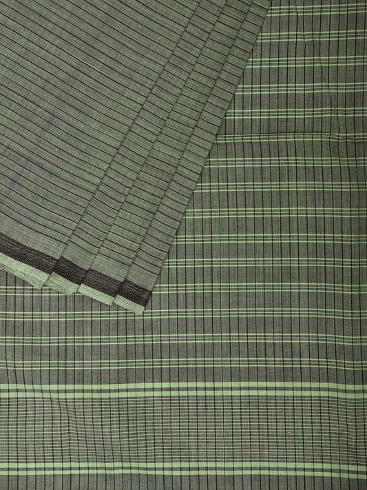 Green Venkatagiri Cotton Saree with Strips Body Design No Blouse v0323