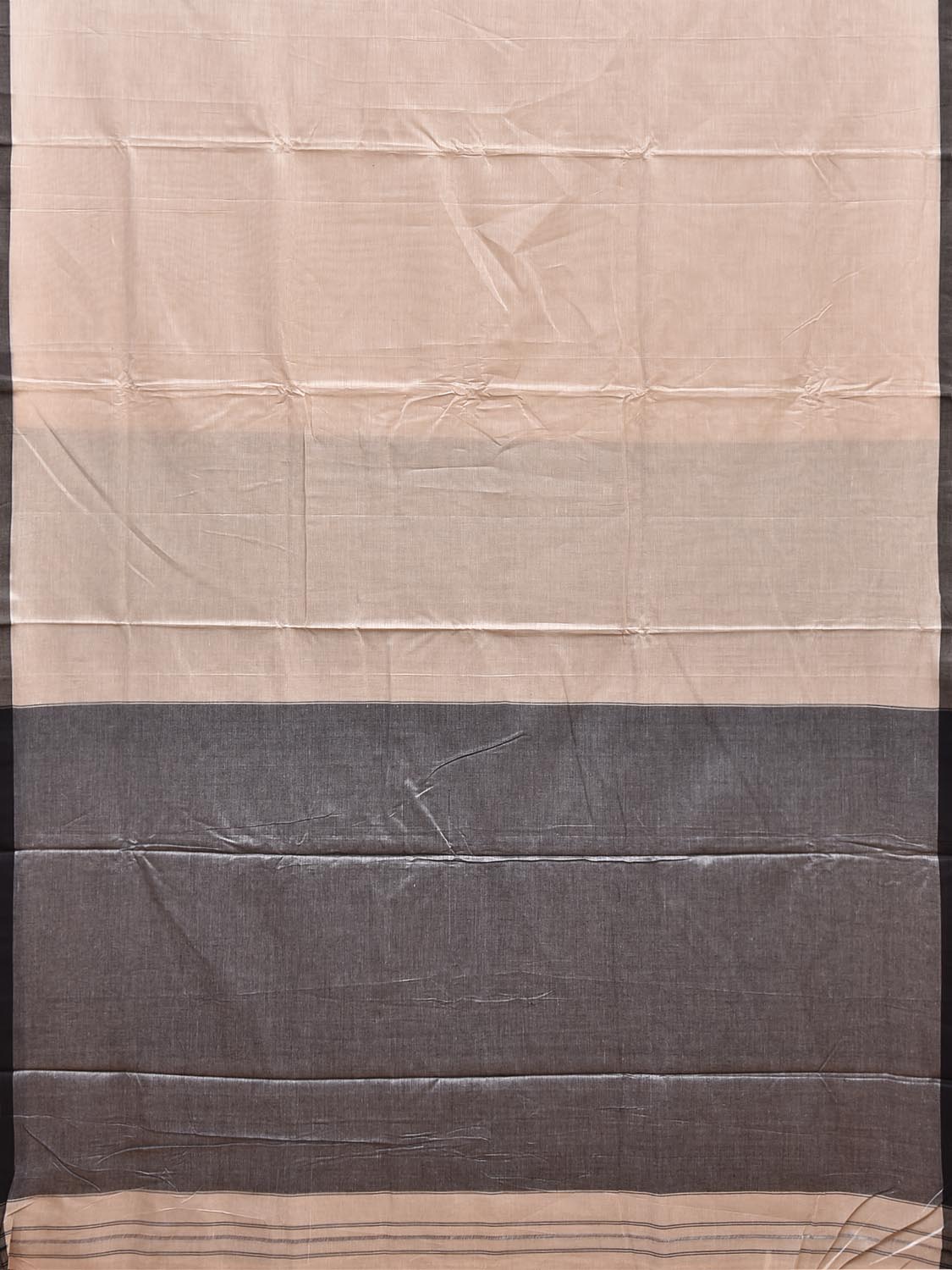 White and Grey Venkatagiri Cotton Plain Saree with Contrast Pallu Design v0324