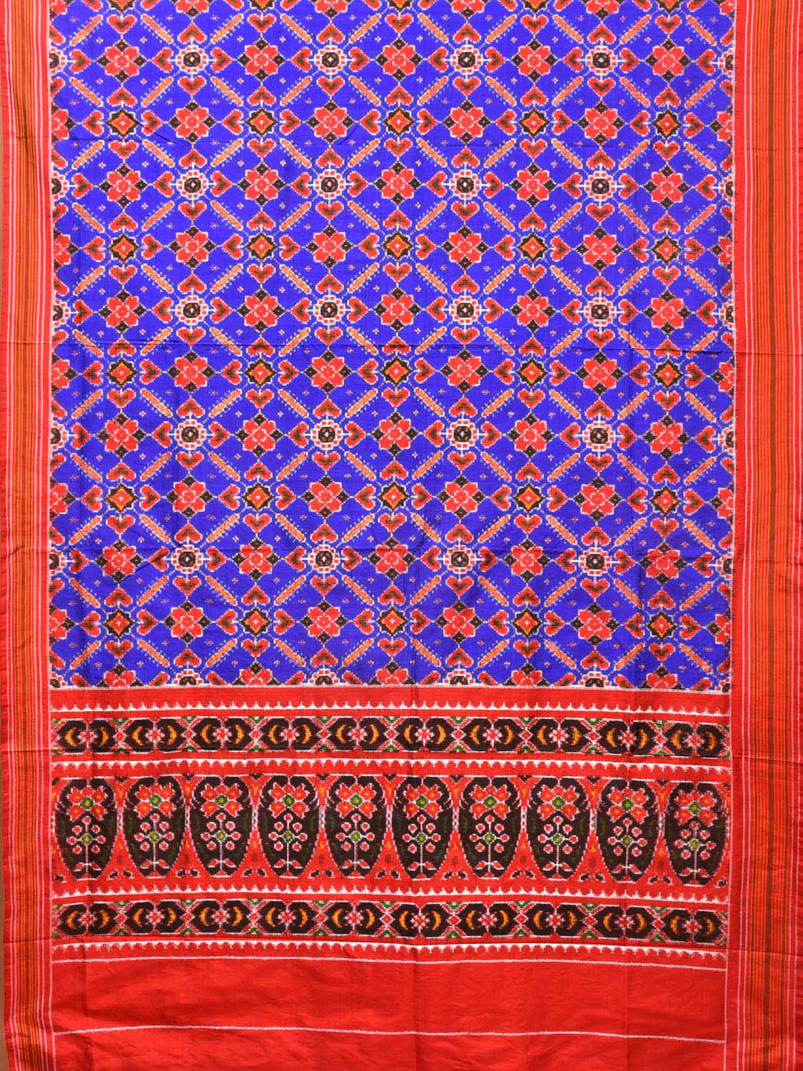 Violet and Red Pochampally Double Ikat Silk Handloom Saree with Panpatola Design i0762