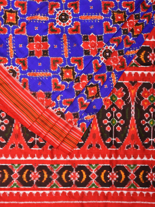 Violet and Red Pochampally Double Ikat Silk Handloom Saree with Panpatola Design i0762