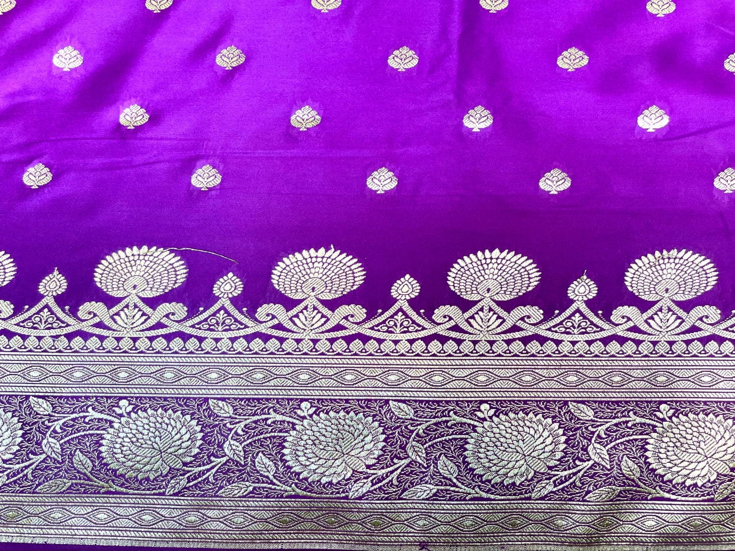 Violet Banaras Katan Silk Saree with Body Butti and Border Design b0402ds