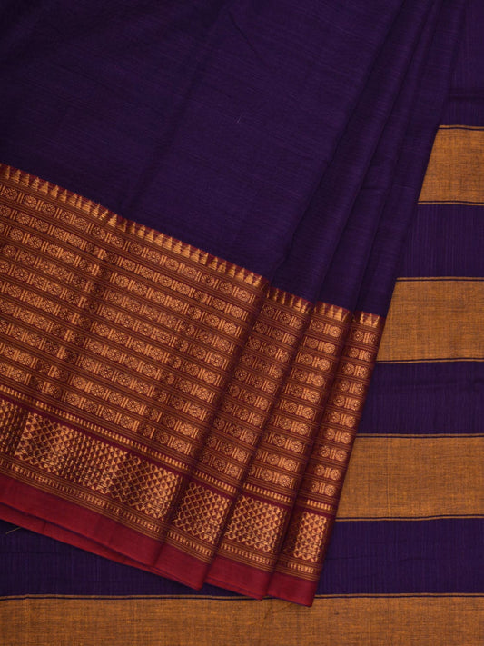 Violet Kanchi Cotton Plain Saree wtih One Side Border Design o0318