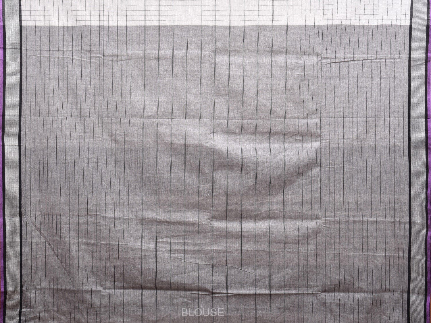 White and Black Kanchipuram Cotton Handloom Saree with Checks Design k0578