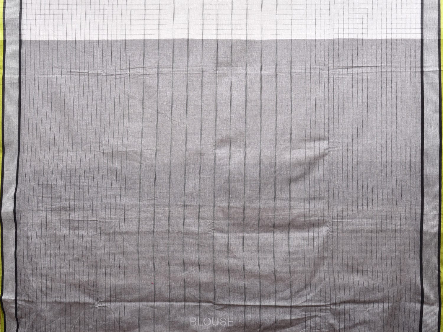 White and Black Kanchipuram Cotton Handloom Saree with Checks Design k0579