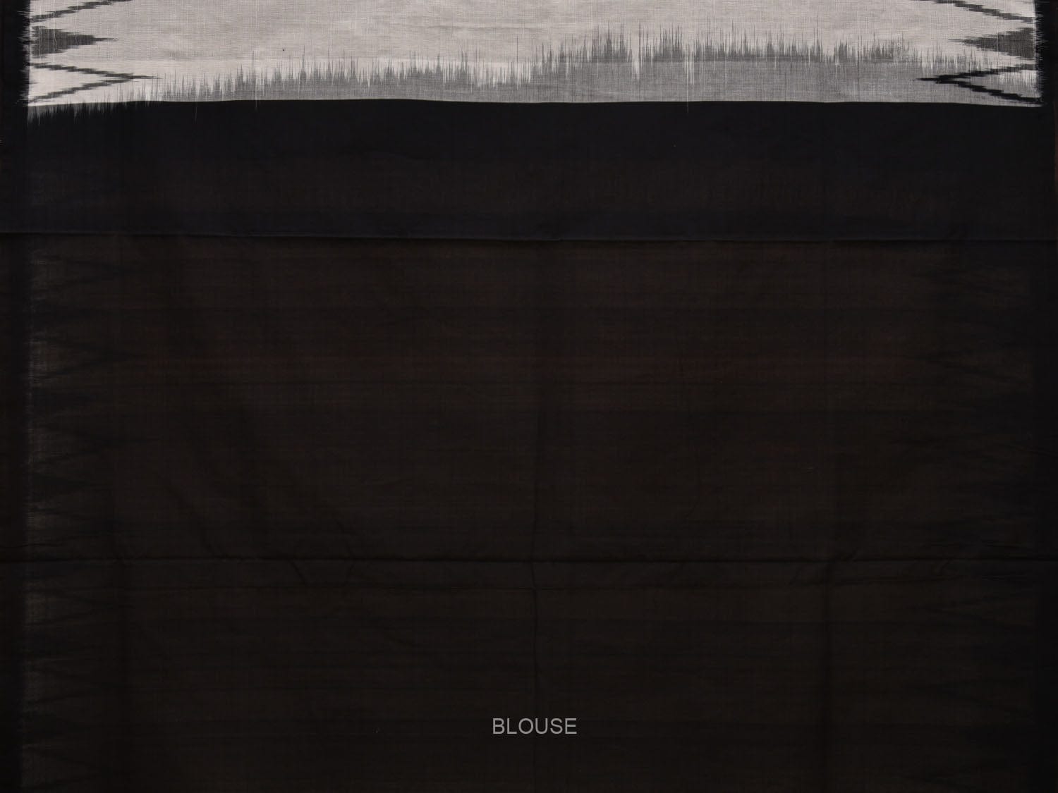 White and Black Pochampally Ikat Cotton Handloom Saree with Big Temple Border Design i0706