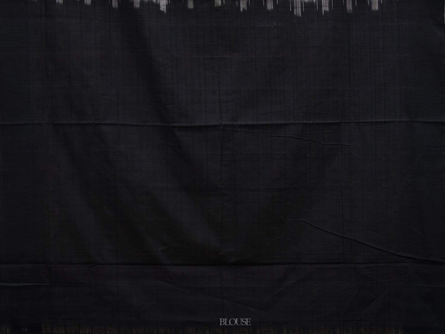 White and Black Pochampally Ikat Cotton Handloom Saree with Small Checks Design i0618