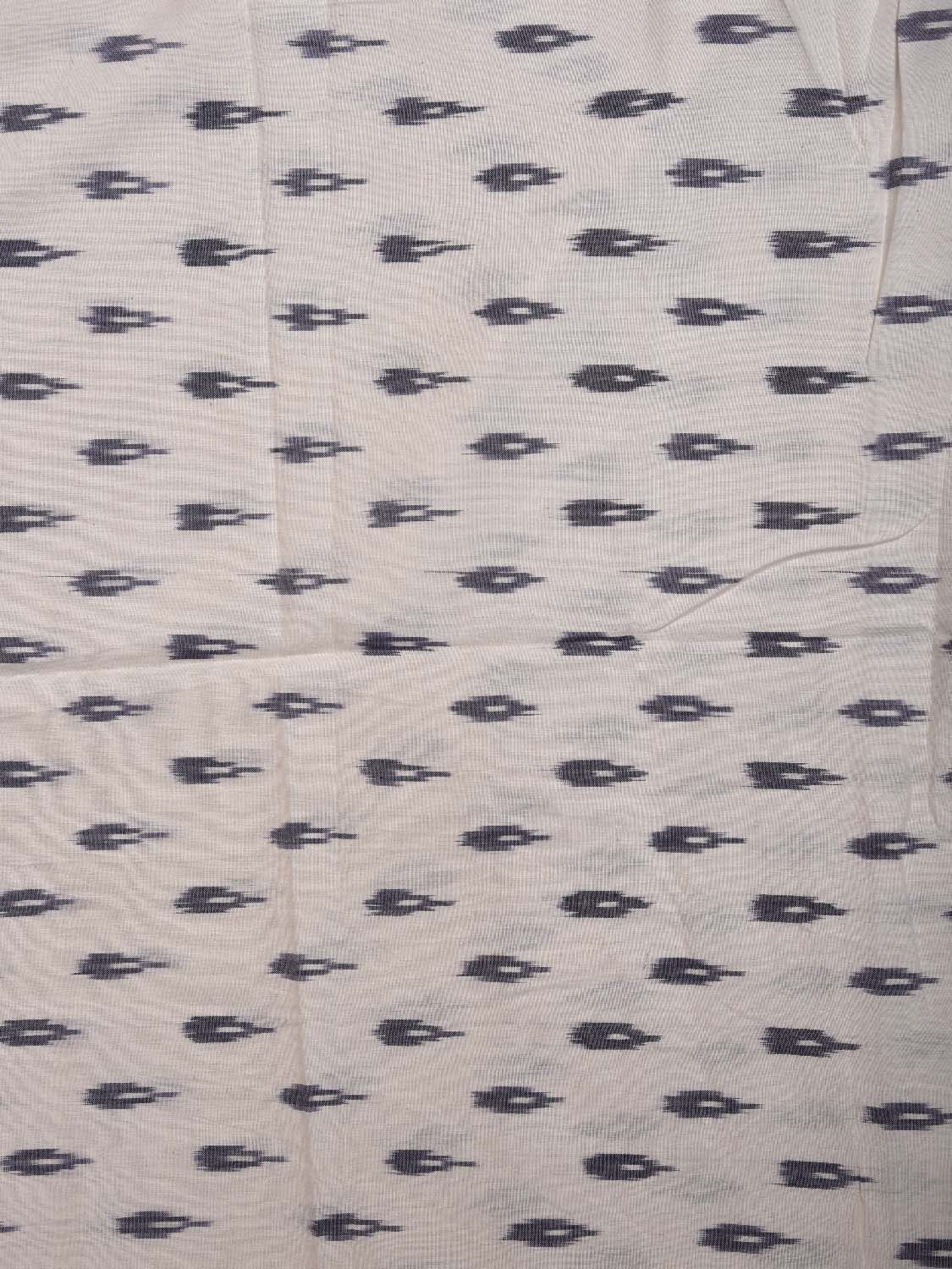 White and Blue Pochampally Ikat Cotton Handloom Blouse with Buta Design Length 1mt Width 44 Inches BL0144