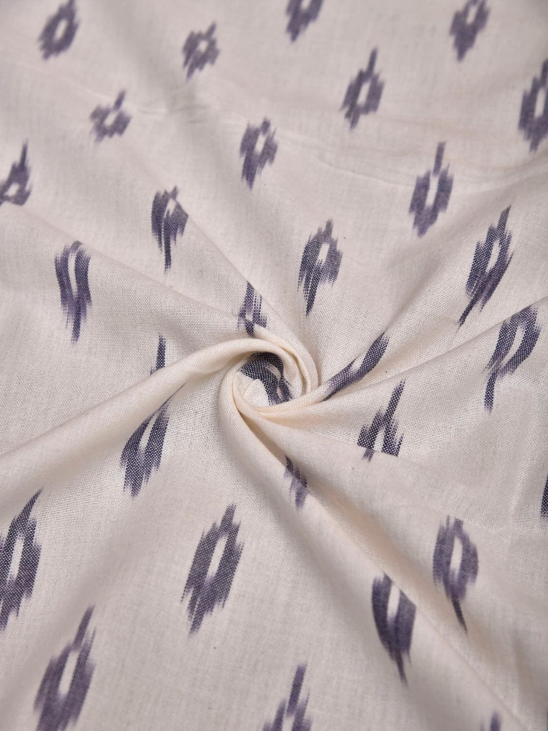 White and Blue Pochampally Ikat Cotton Handloom Blouse with Buta Design Length 1mt Width 44 Inches BL0144