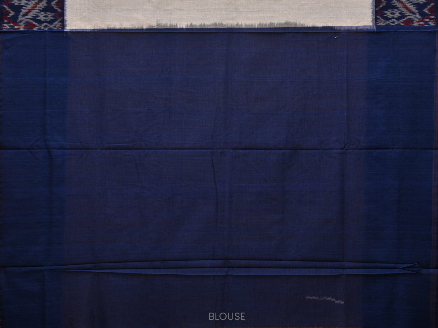 White and Blue Pochampally Ikat Cotton Handloom Saree with Border Design u0693