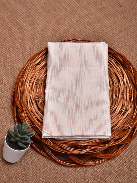 White and Cream Pochampally Ikat Cotton Handloom Blouse with Strips Design Length 80cm Width 44 Inches BL0145